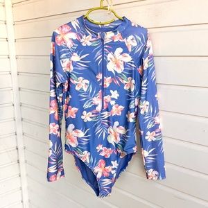 Rashguard one piece long sleeve swimsuit size girls 10/12